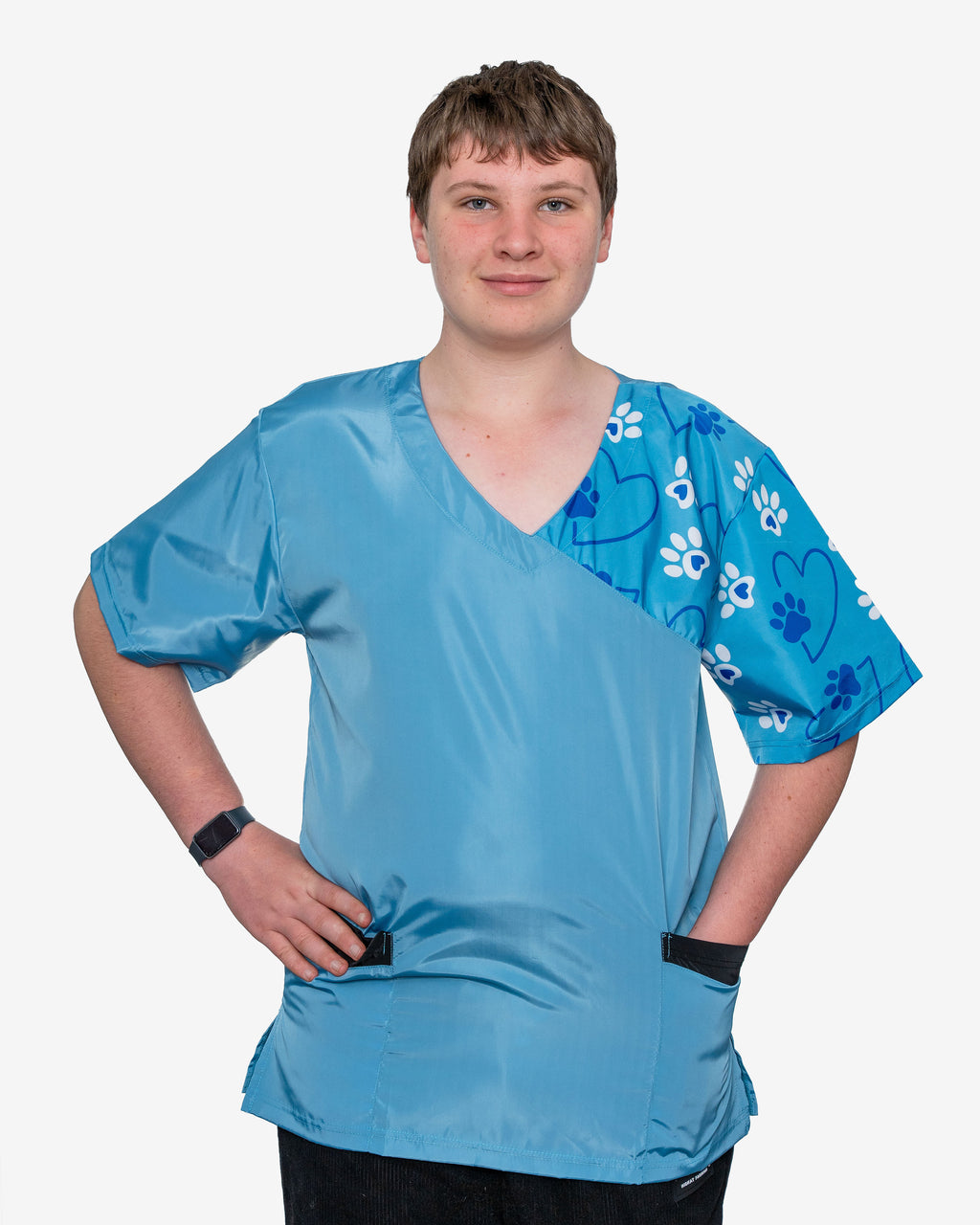 The Paws Scrub Top in Light Blue