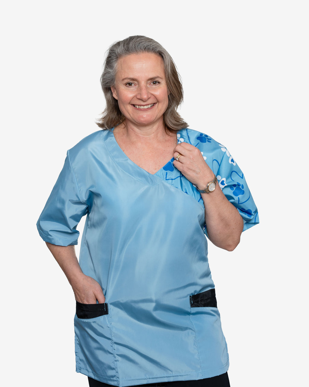 The Paws Scrub Top in Light Blue