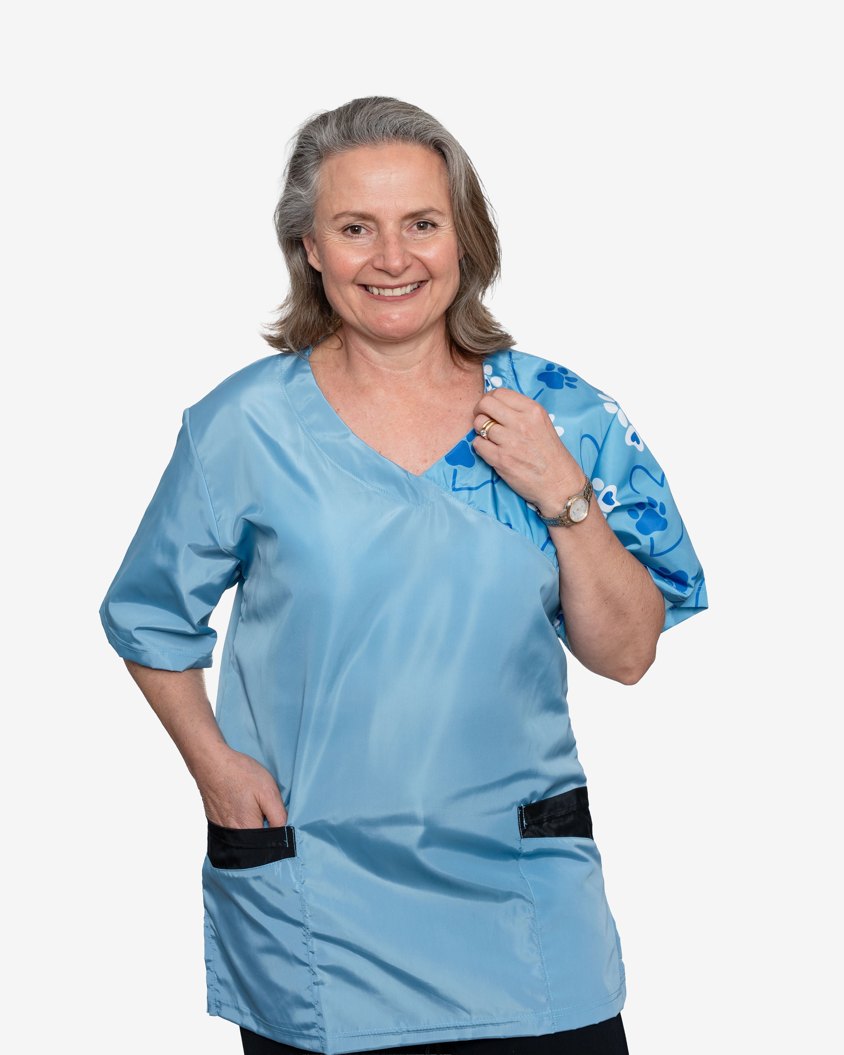 The Paws Scrub Top in Light Blue