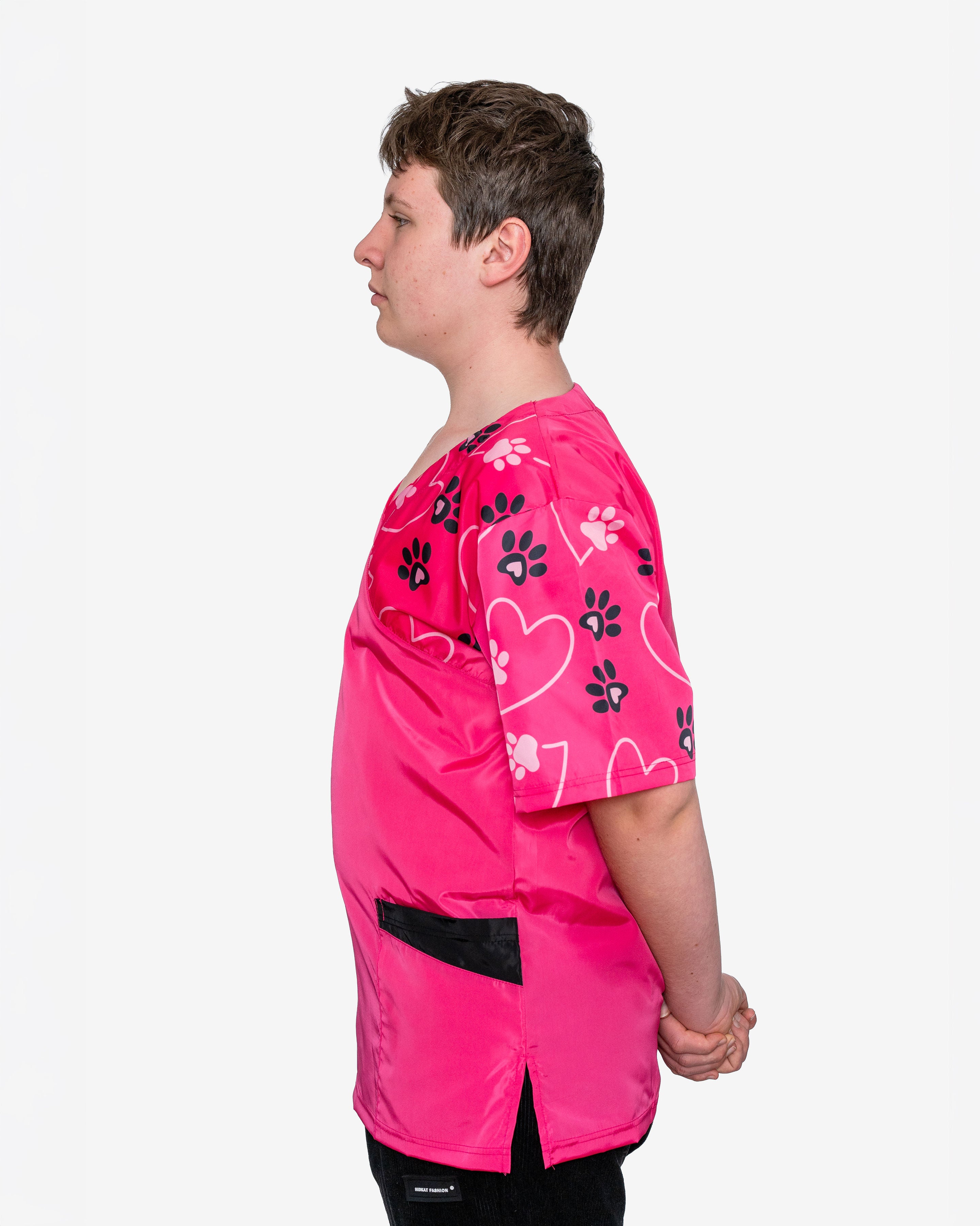 The Paws Scrub Top in Hot Pink