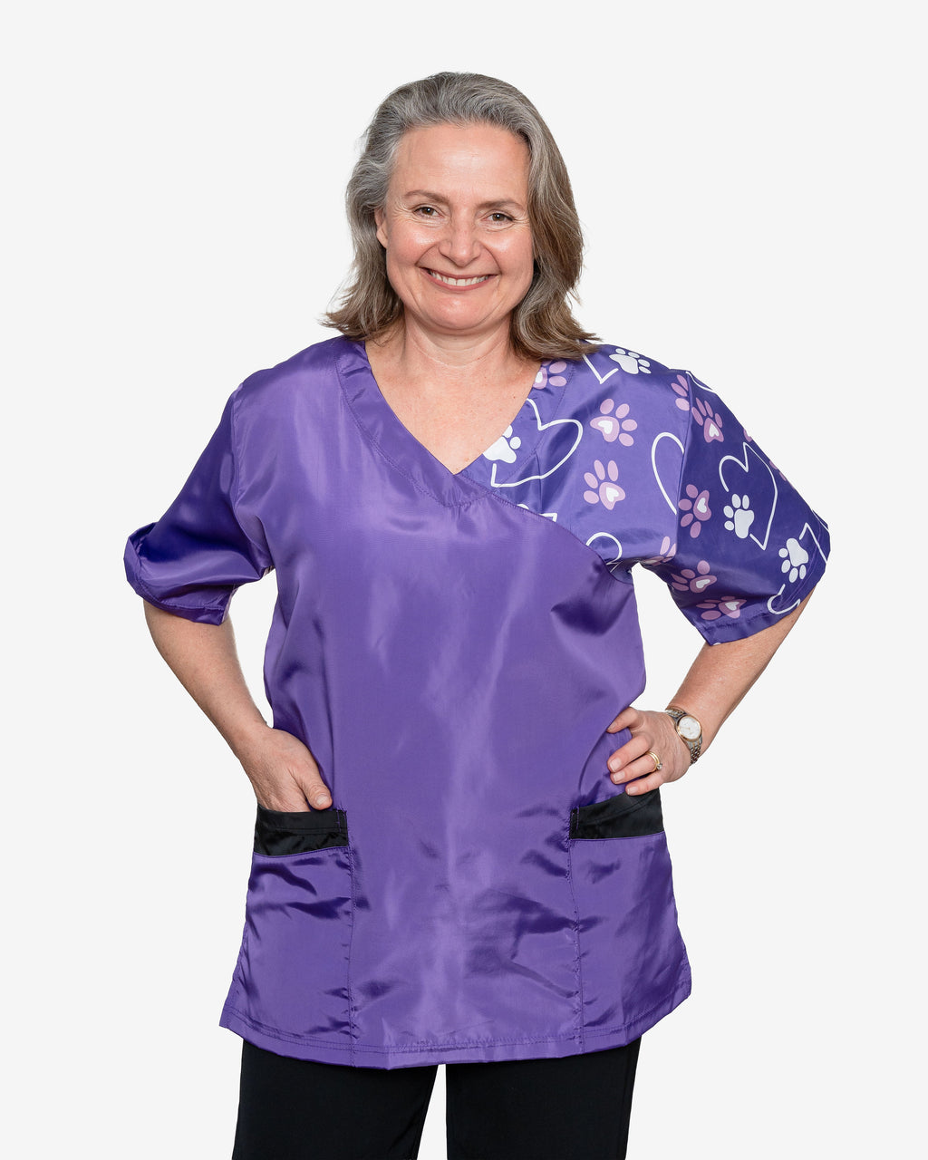 The Paws Scrub Top in Royal Purple